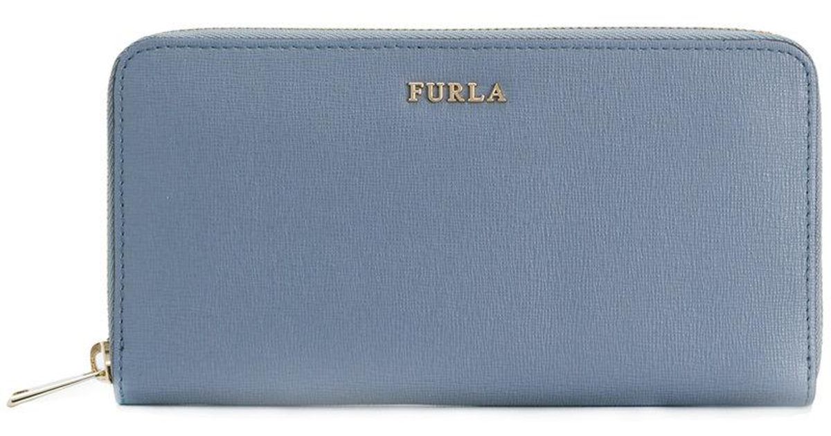 Furla Leather Babylon Zip Around Wallet in Blue - Lyst