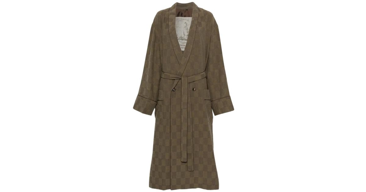 メンズ Ziggy Chen チェック ダブルコート グリーン | Lyst