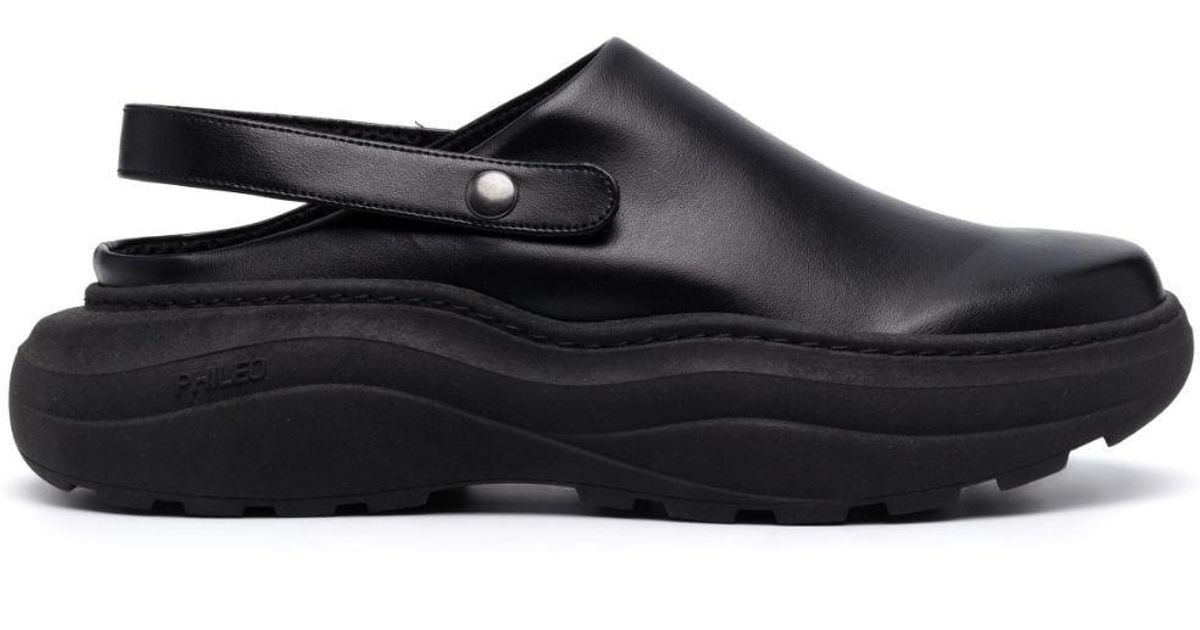 Phileo Sabot Faux-leather Platform Slippers in Black for Men | Lyst