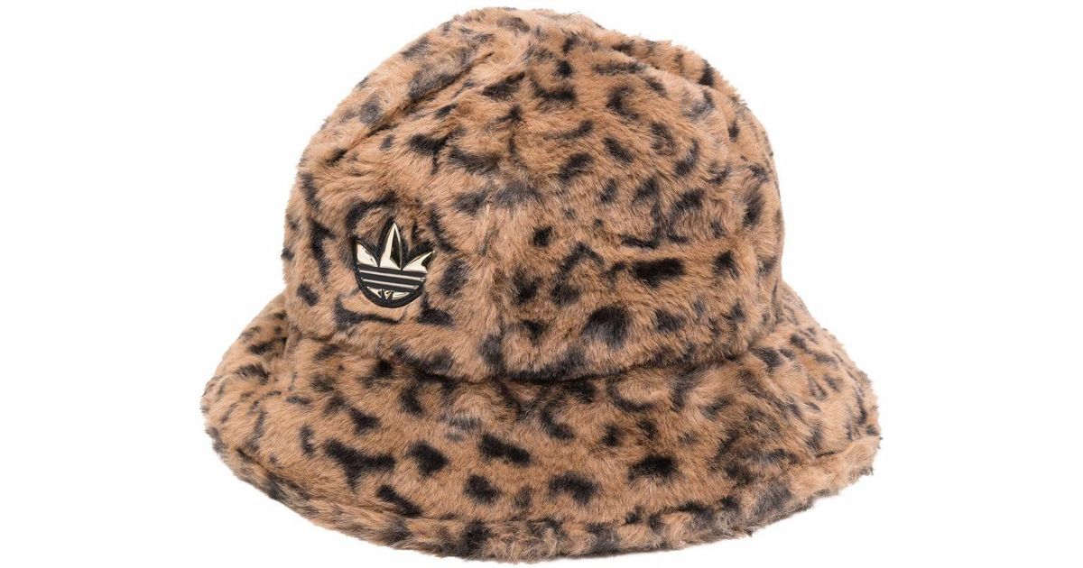 adidas Leopard-print Faux-fur Bucket Hat in Brown | Lyst Canada