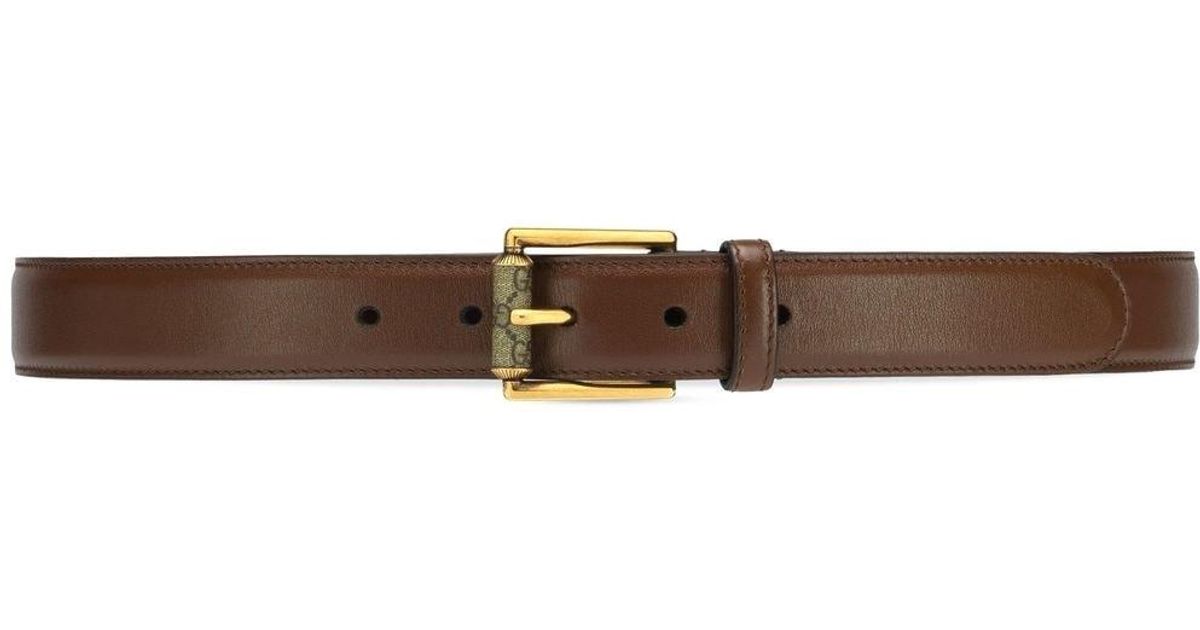 Gucci Rectangular-buckle Leather Belt in Brown for Men | Lyst