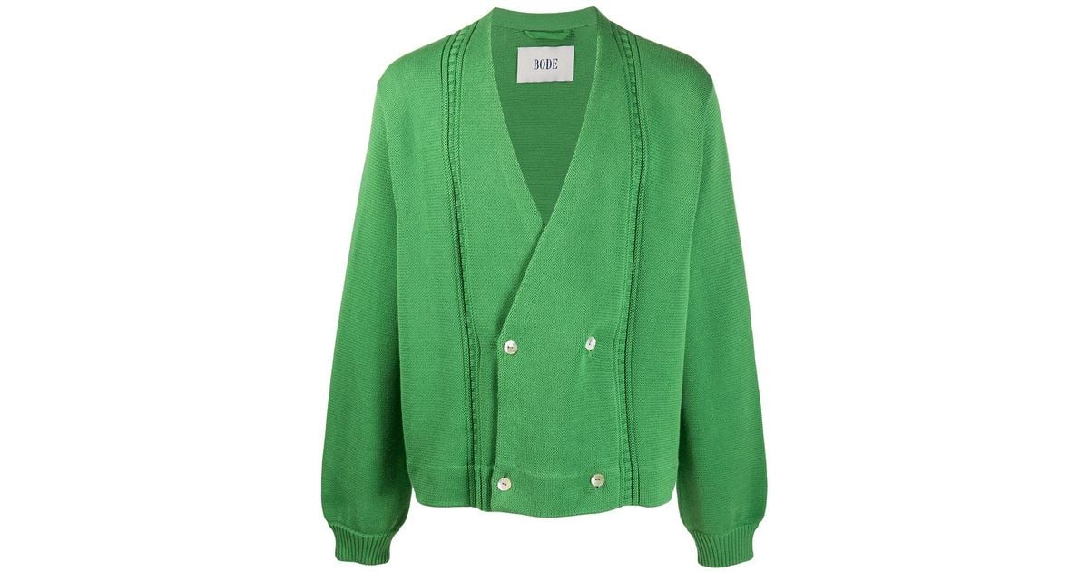 Bode Double Breasted Cardigan in Green for Men | Lyst
