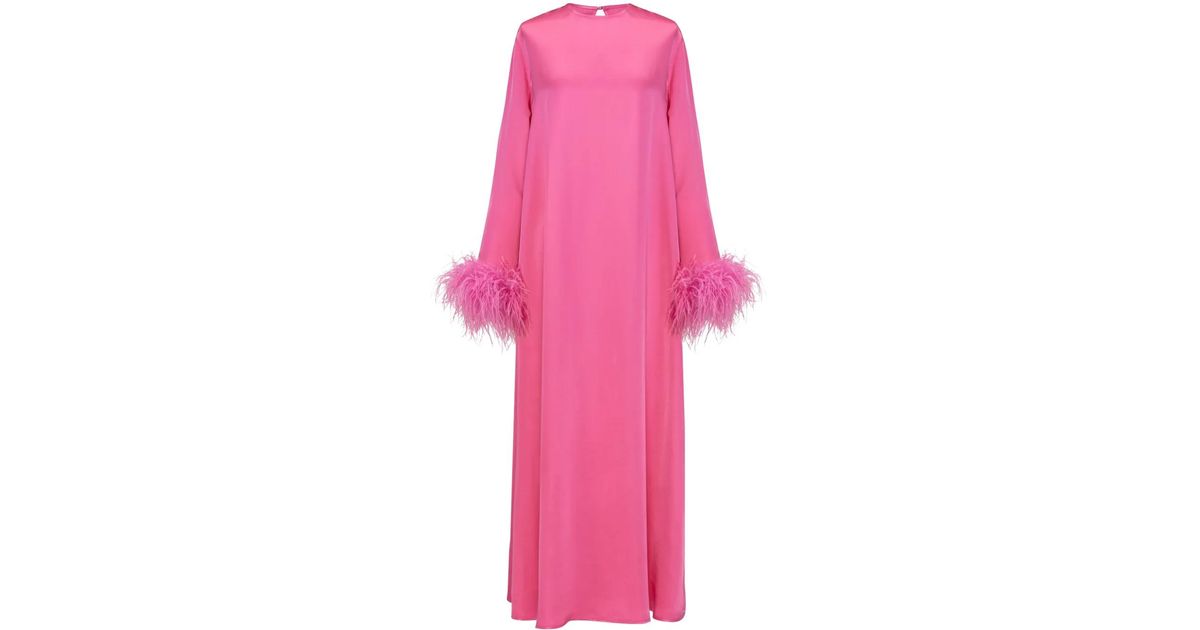 sleeper pink feather dress Sleeper Suzi Detachable feather-cuffs Maxi Dress | Pink