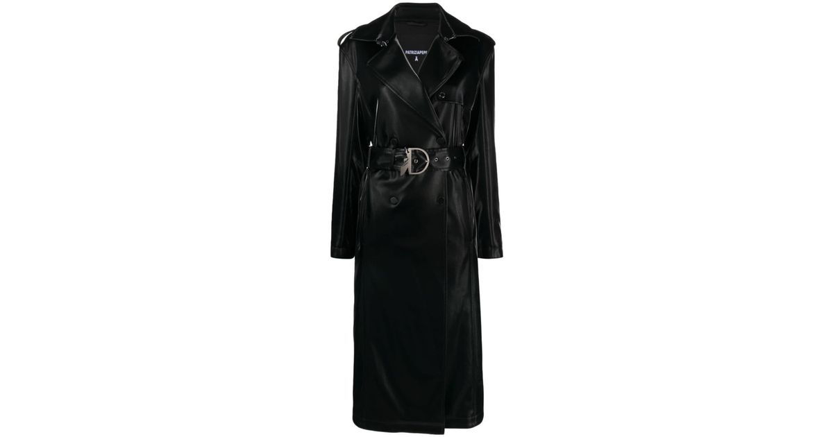 Patrizia Pepe Belted Waterproof Trench Coat in Black | Lyst