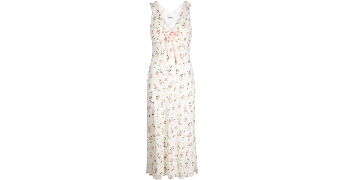 Reformation Janis Floral-motif Dress in White | Lyst