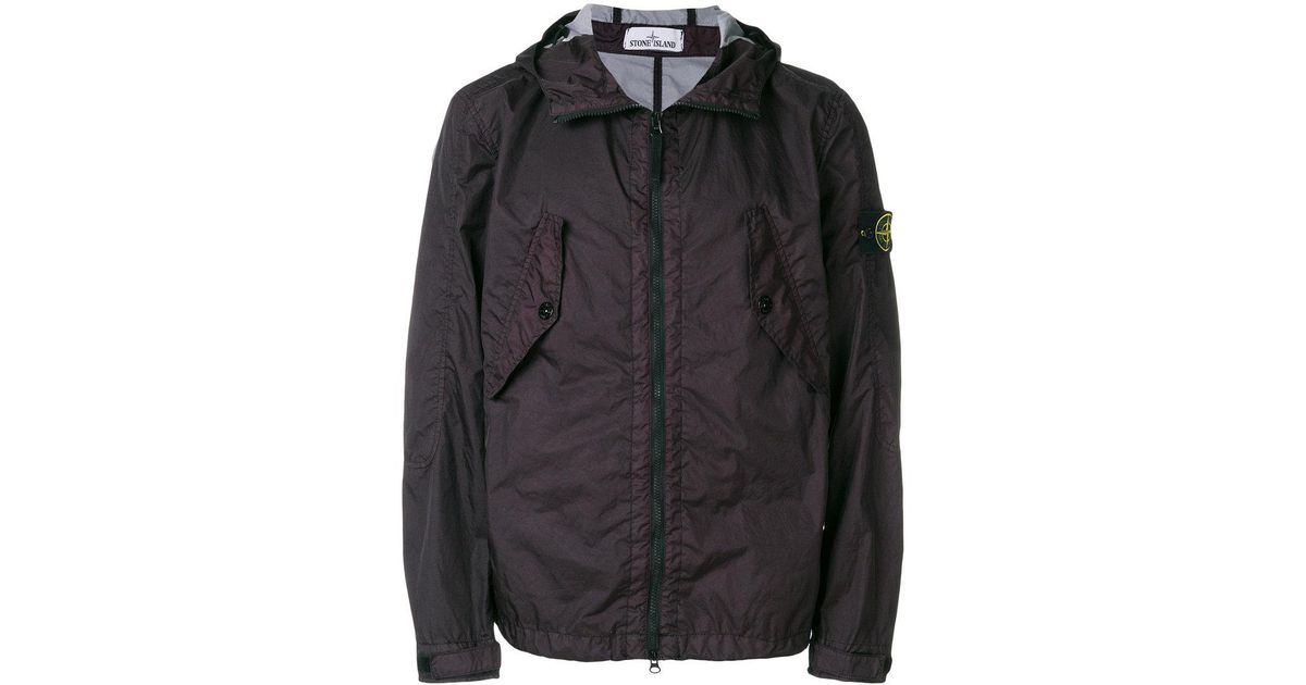 stone island hooded jacket black