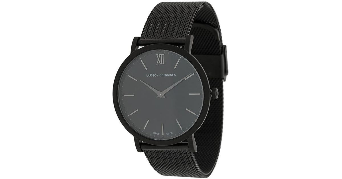 Larsson & Jennings Satin Ljxii Lugano Milanese 40mm Watch in Black | Lyst  Australia