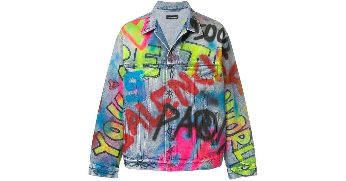 Balenciaga Exclusive To Farfetch - Graffiti Denim Jacket in Blue for Men |  Lyst