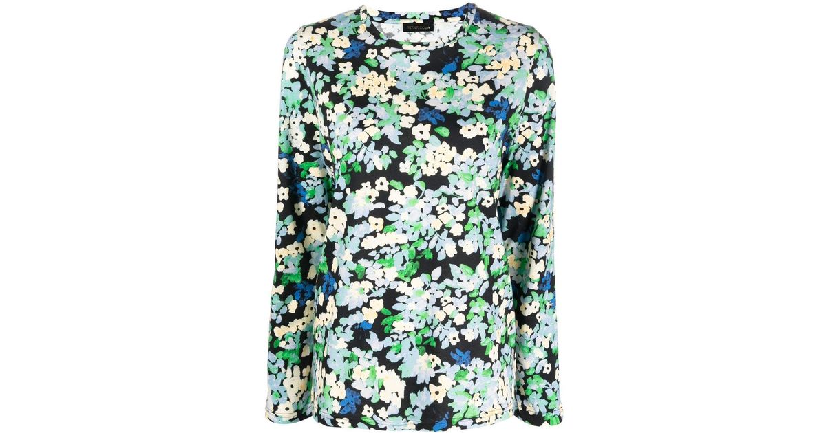 Stine Goya Cotton All-over Floral-print T-shirt in Black (Green) | Lyst UK