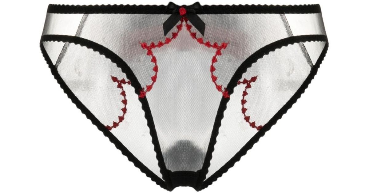 Agent Provocateur Heart-embroidered Mesh Briefs in Black | Lyst UK