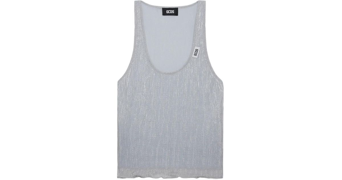 ◆GCDS◆ ROUCHES KNIT TANK TOP DKPAA21030SI Gcds Rouches Tank Top in Gray | Lyst