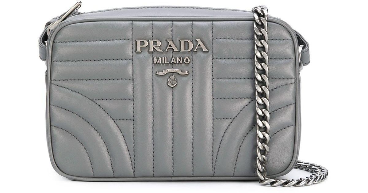 Prada Leather Diagramme Cross Body Bag in Grey (Gray) Lyst