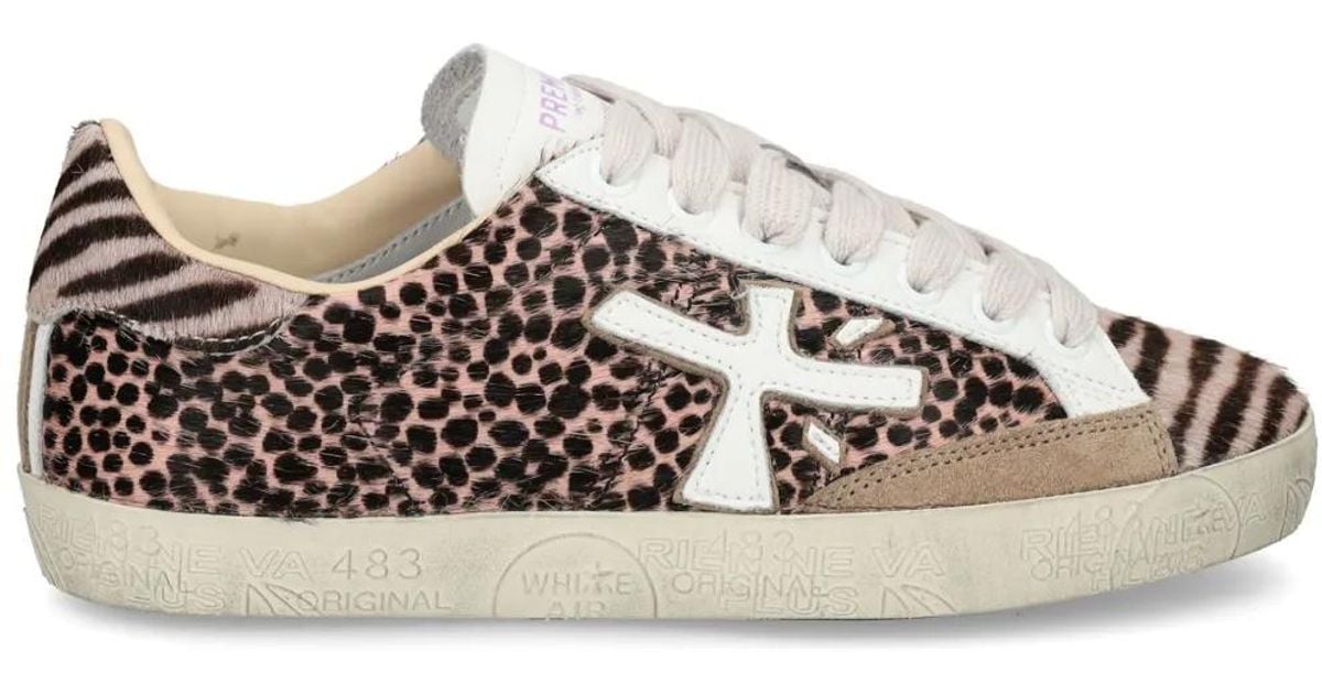 Premiata Leopard-Print Sneakers in Natural | Lyst