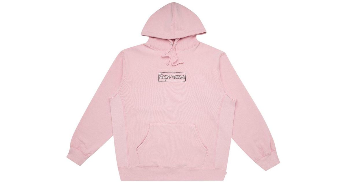 Supreme Cotton Kaws Chalk Logo Hoodie in Pink for Men | Lyst