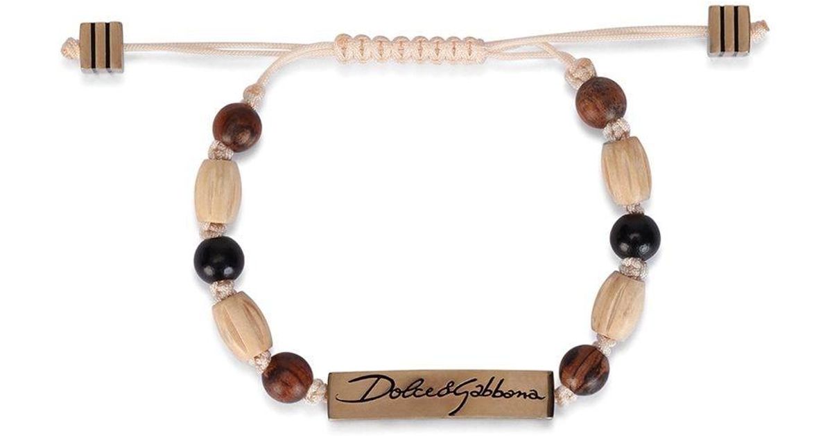Dolce & Gabbana Perlenarmband mit Logo-Schild in Weiß für Herren - Lyst