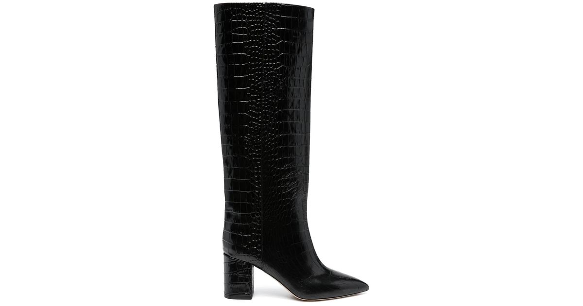 Paris Texas Anja 70Mm Crocodile-Embossed Boots in Black | Lyst