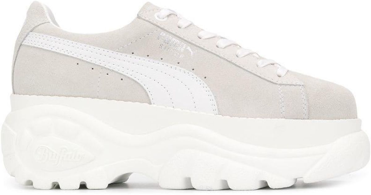 puma suede x buffalo london platform white