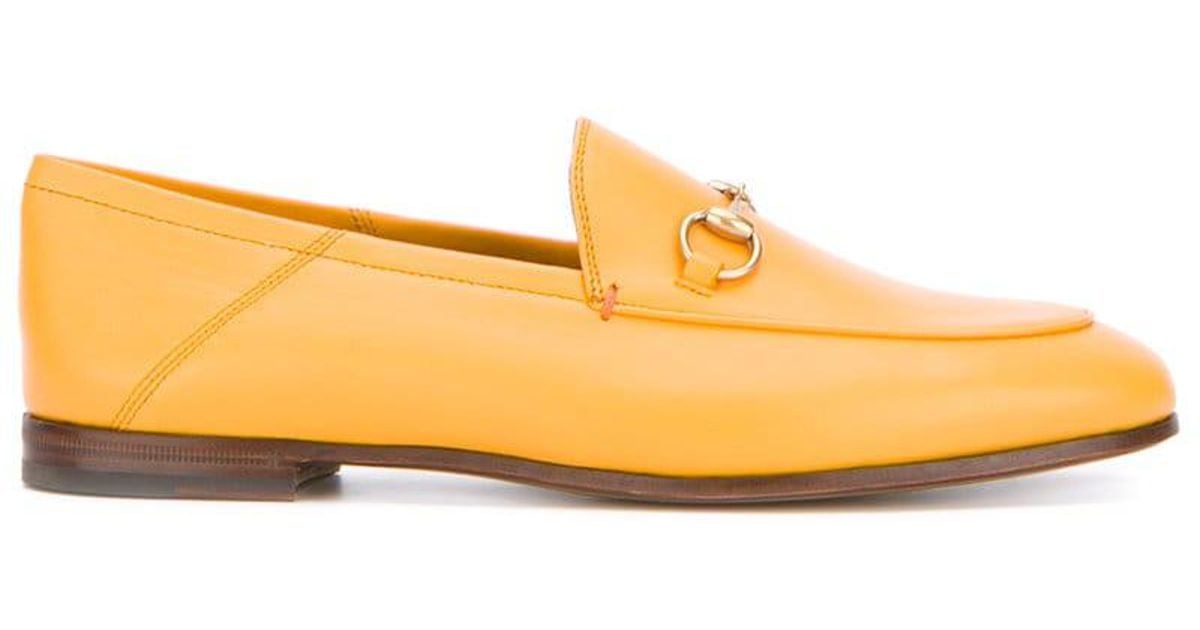 Gucci Orange Brixton Leather Loafers in 