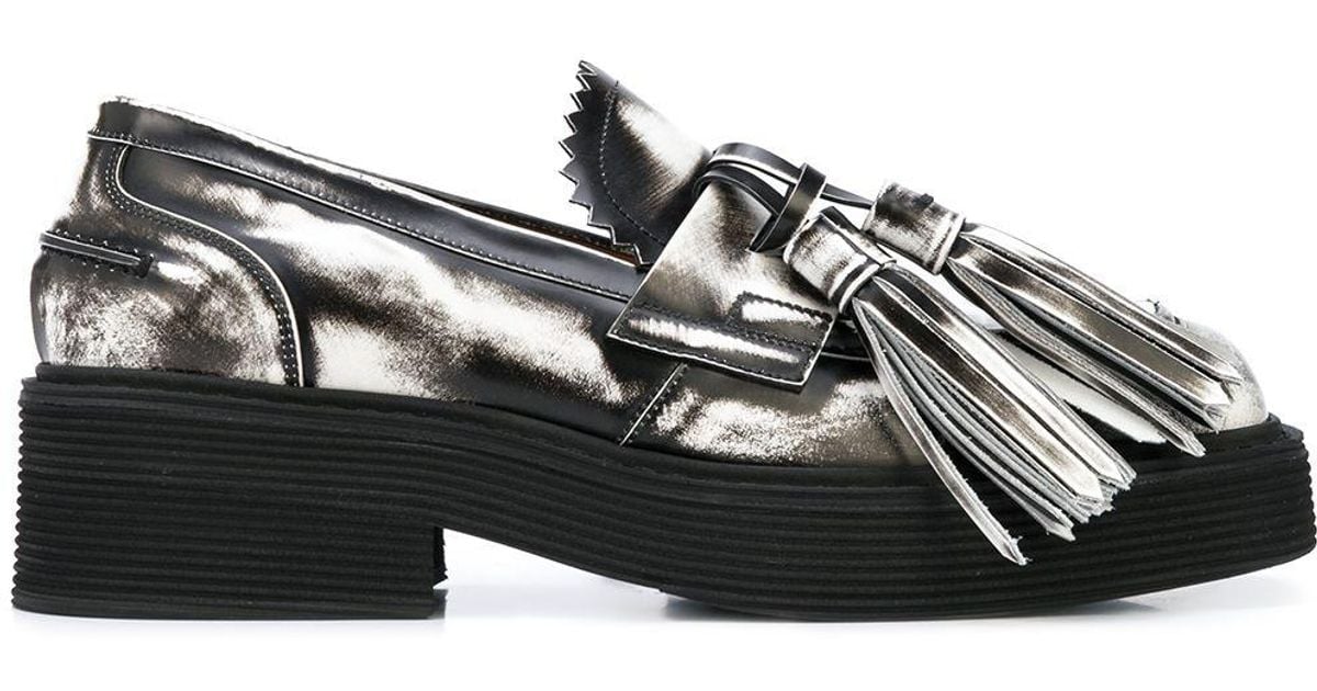 black shiny tassel loafers