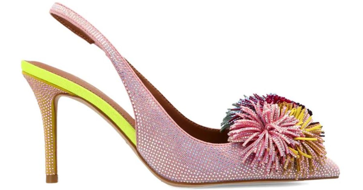 Back Rise Pom Kurt Geiger Pom Pom Slingback Heeled Pumps in Pink | Lyst