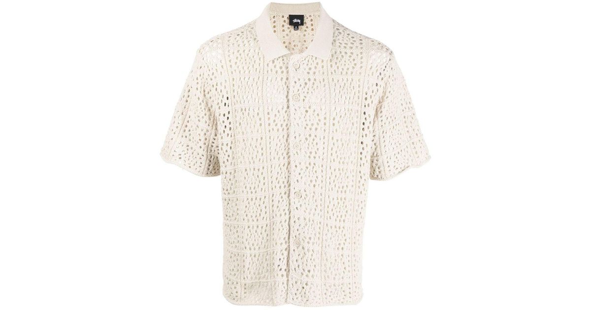 Stussy Crochet-detail Polo Shirt for Men | Lyst