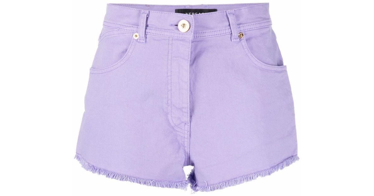 Versace Logo Patch Denim Shorts in 