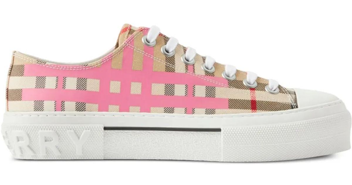 Burberry Check Canvas & Leather Sneaker in Pink | Lyst Canada