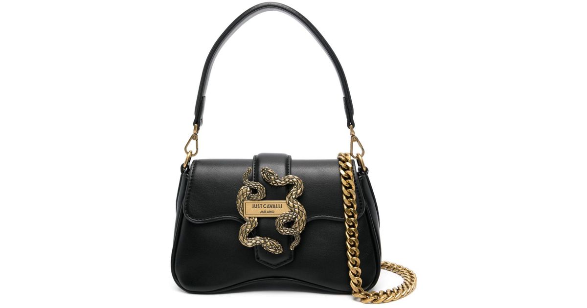 Just Cavalli Snake Buckle Shoulder Bag in Black Lyst