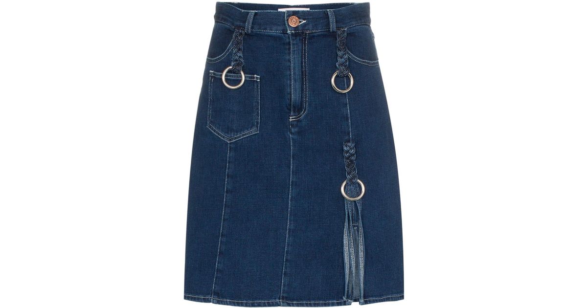 see by chloe braided denim skirt