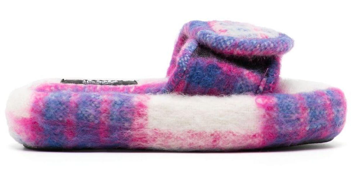 Natasha Zinko The Checked Wool Slides in Purple | Lyst