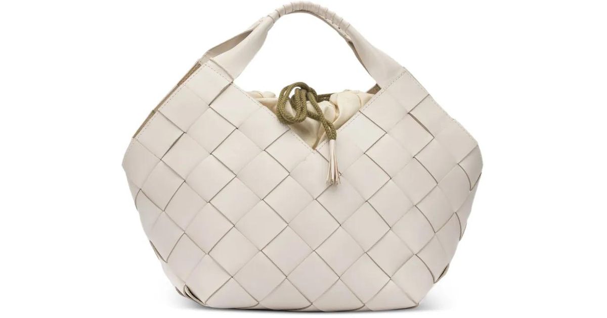 Dragon Diffusion Woven Leather Tote Bag in White | Lyst UK