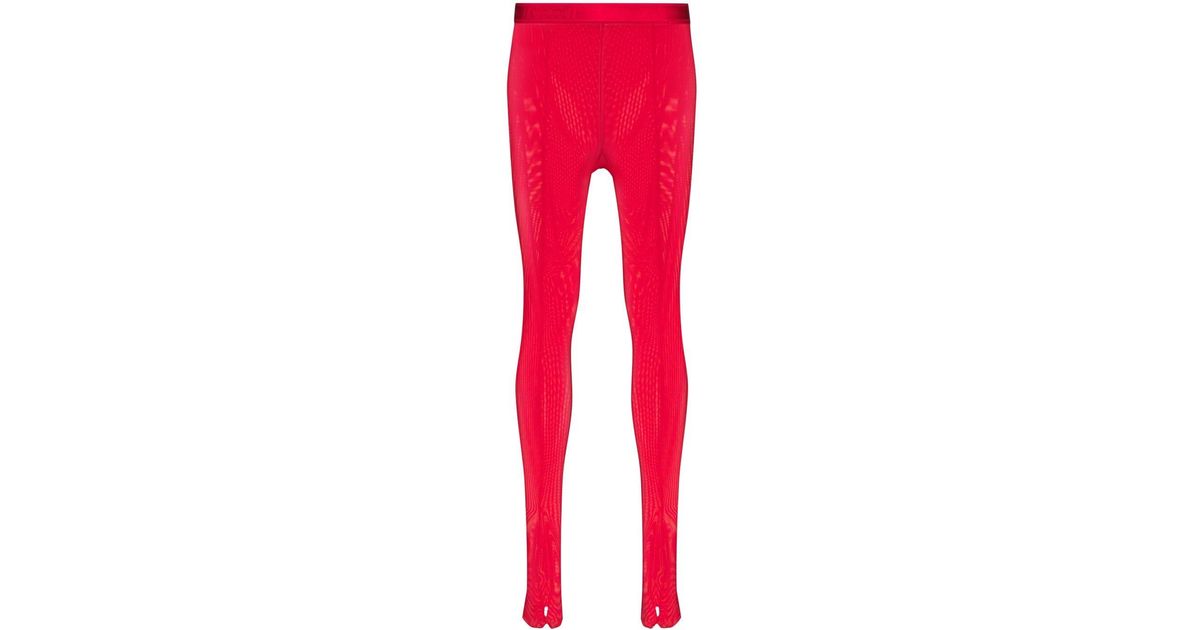 Wolford X Amina Muaddi Thong Tights in Red - Lyst