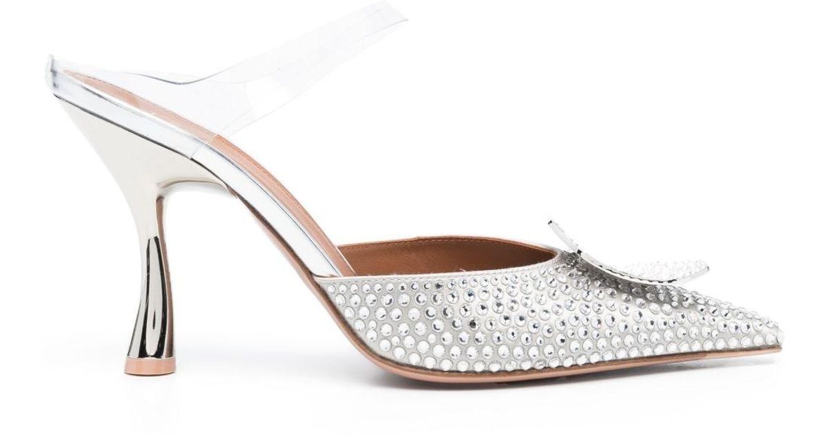 Malone Souliers 85mm Crystal-embellished Mules in White | Lyst