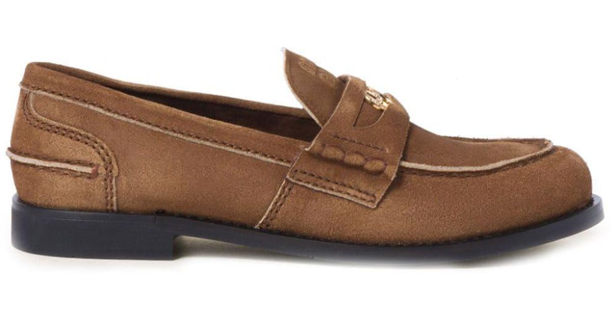 Miu Loafers Chocolate Brown Calfskin