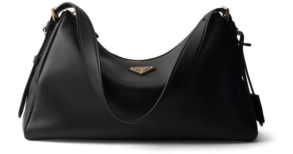 ショルダーバッグ・ポシェット PRADA PRADA AIME LARGE SHOULDER BAG IN RE-NYLON AND LEATHER Black Prada Aimée large leather shoulder bag | PRADA