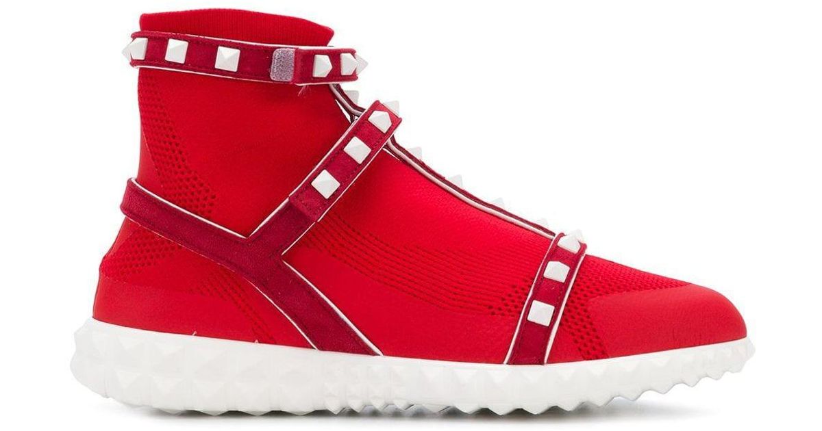 valentino rockstud sneakers red
