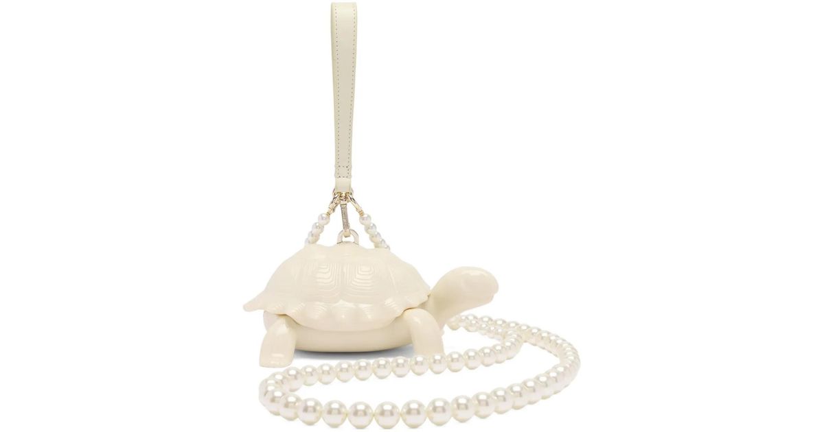 Simone's Turtle Collection Simone Rocha Turtle Faux-Pearl Strap Clutch Bag in White | Lyst