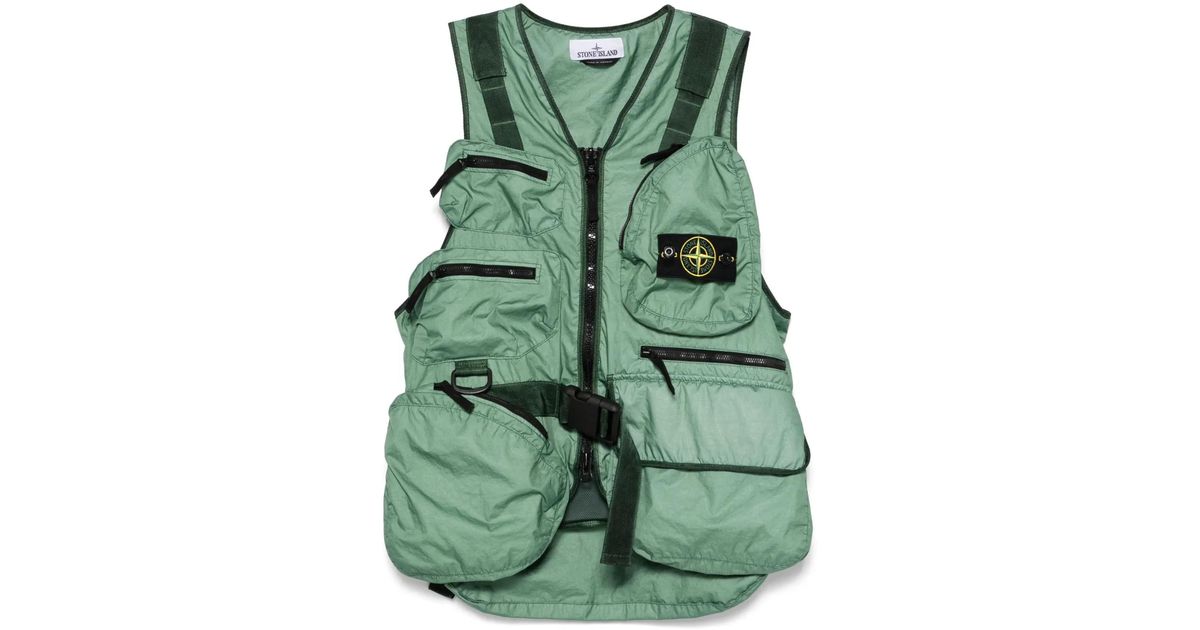 Stone Island Membrana 3L Tc Gilet in Green for Men | Lyst