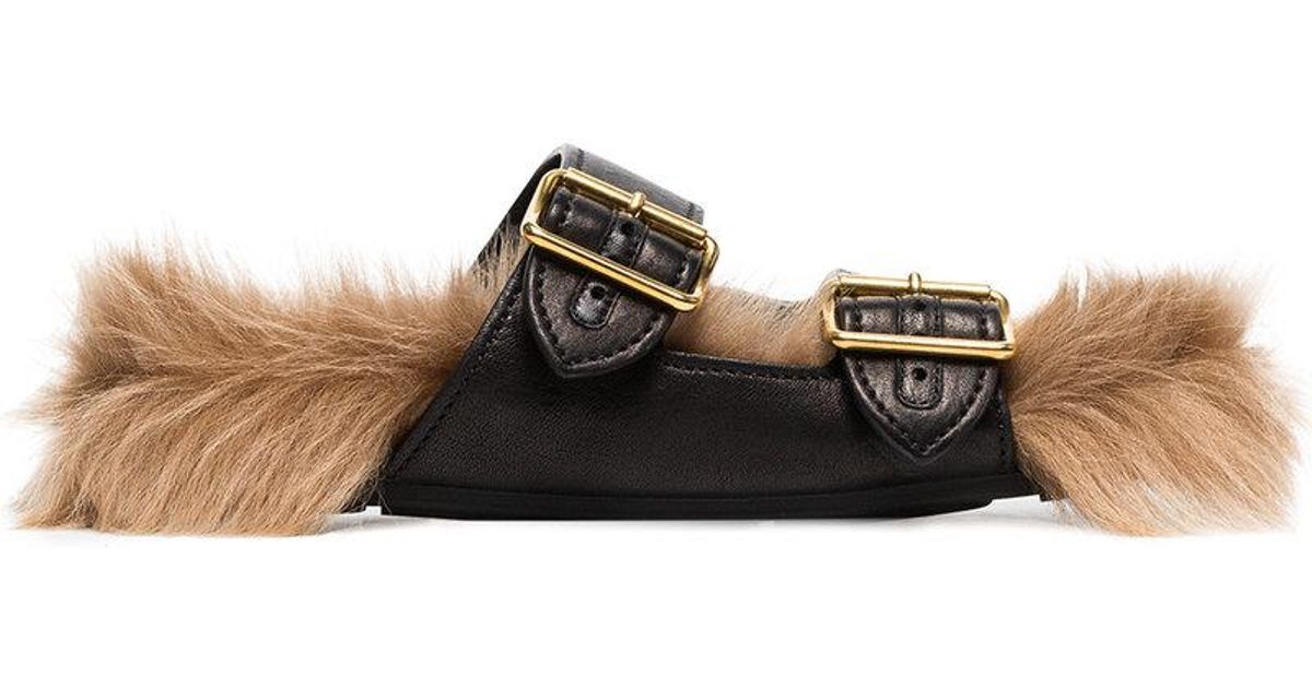 prada shearling slides