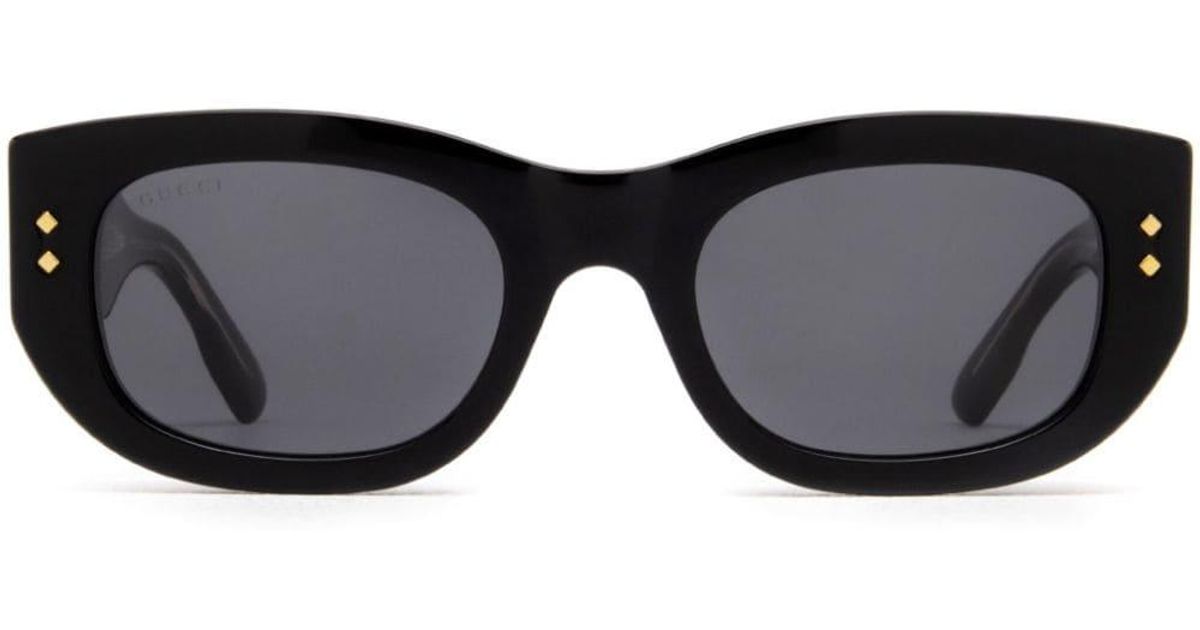 Gucci OvalFrame Sunglasses in Black Lyst UK