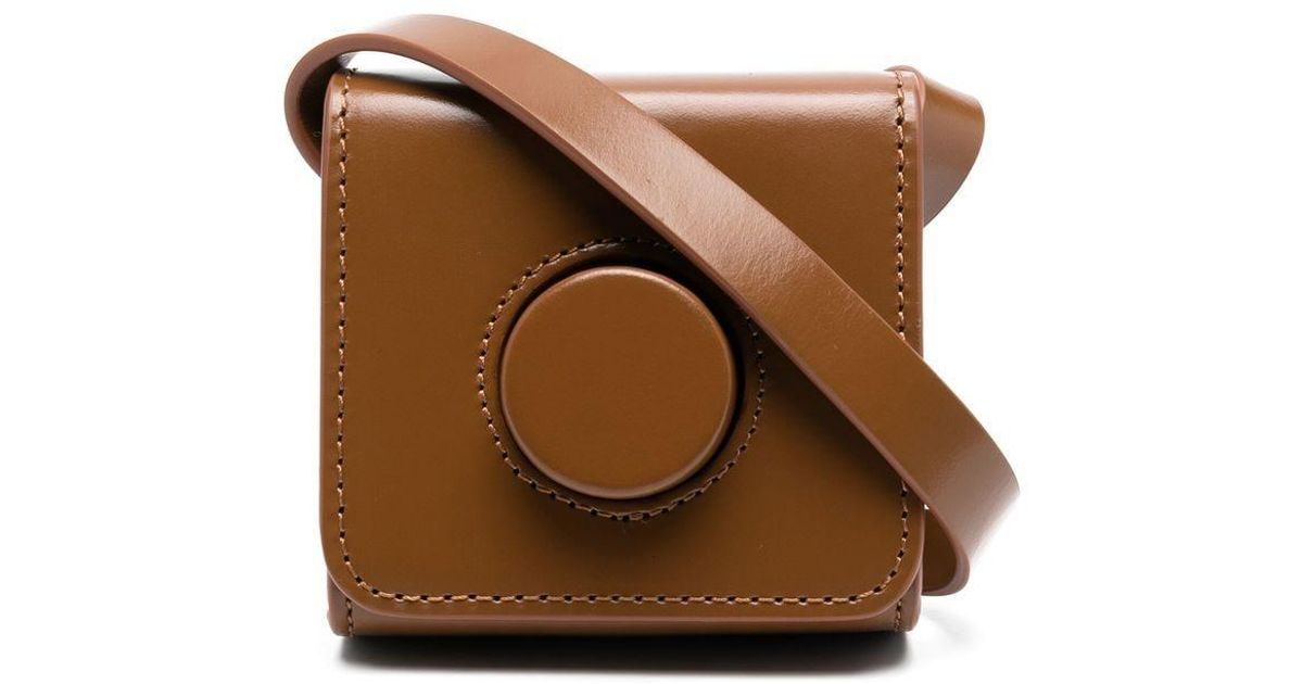 Lemaire Leather Mini Camera Bag in Brown Lyst Australia