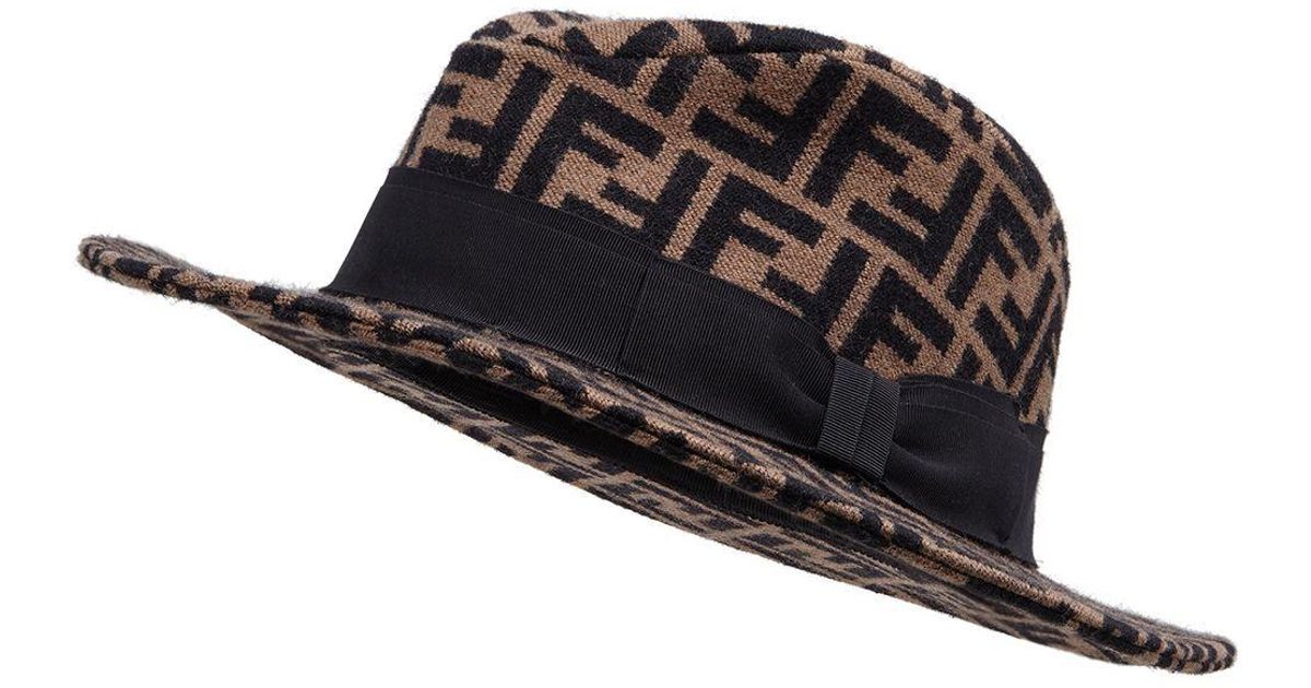 Fendi Ff Motif Fedora Hat in Brown - Lyst