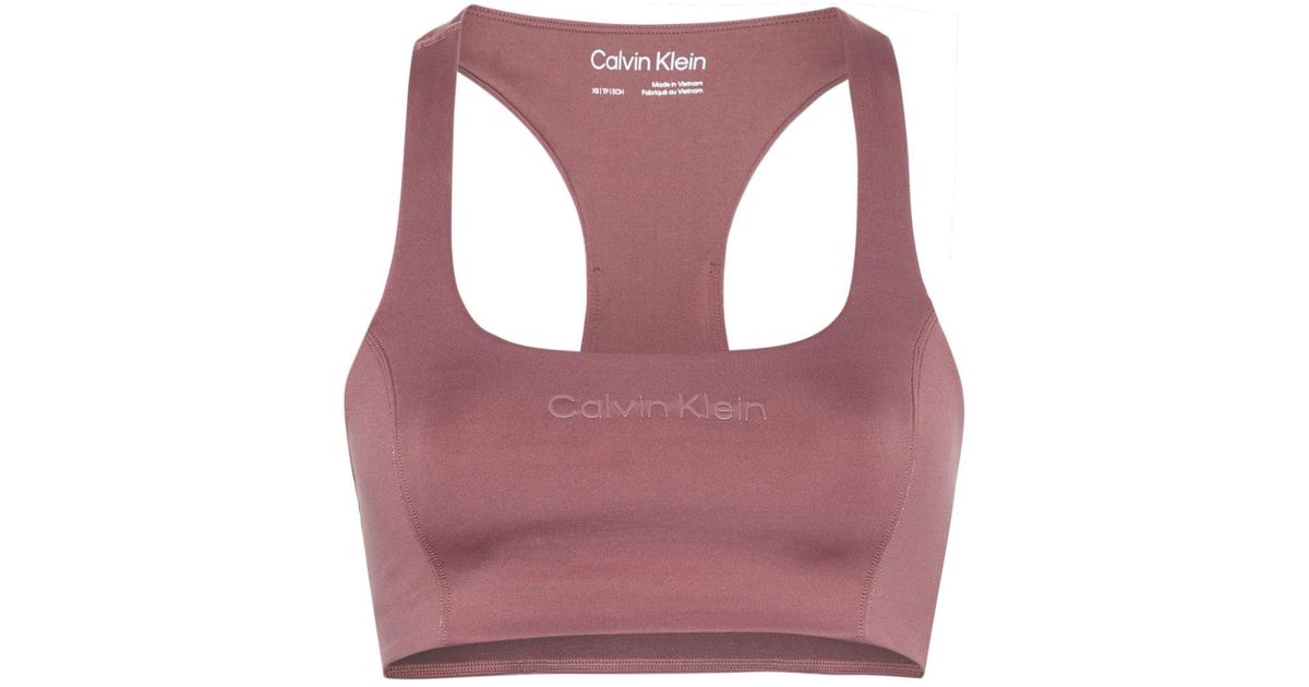 Calvin Klein Logo-lettering Sports Bra in Purple