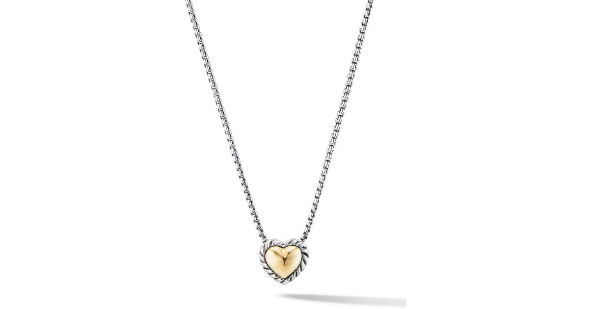 David Yurman 18kt Yellow Gold And Sterling Silver Heart Pendant Necklace in  Metallic | Lyst UK