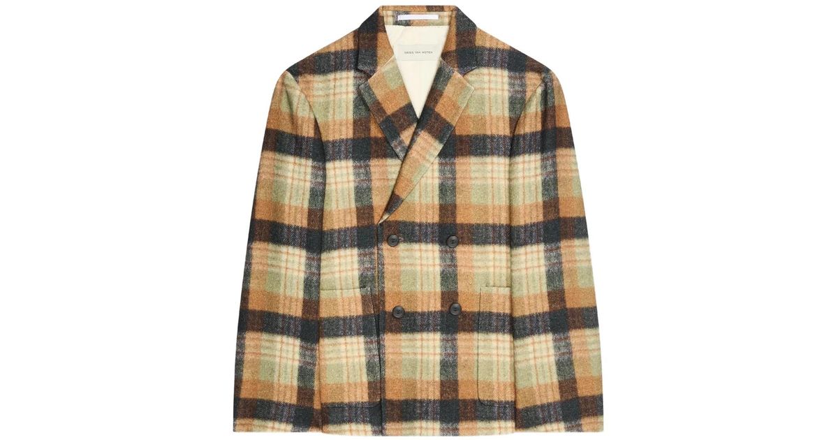 dries van noten ブラウン　チェック　ジャケット　ダブル メンズ Dries Van Noten チェック ダブルジャケット ブラウン | Lyst