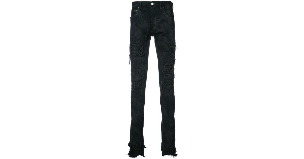 Fagassent Paint Splatter Distressed Jeans in Black for Men | Lyst