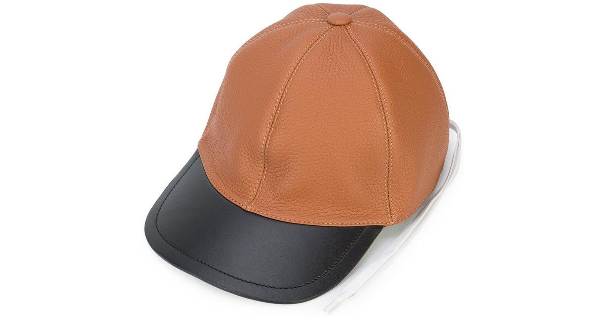 Loewe Leather Bicolor Cap in Brown for 