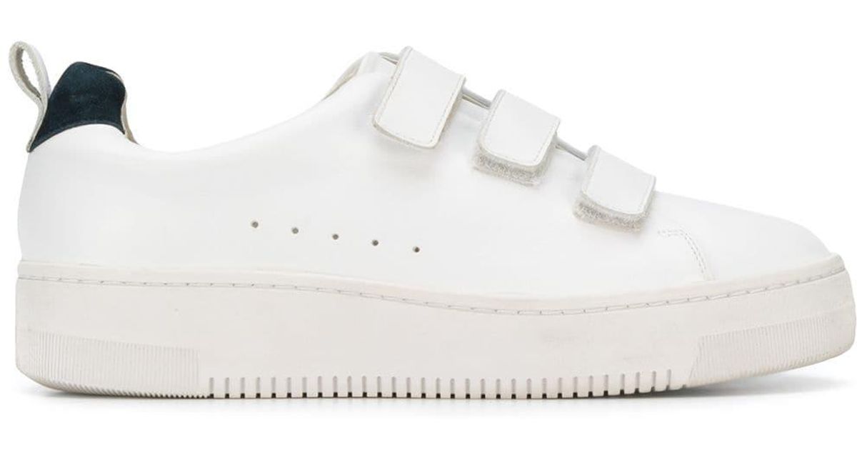 Contrast-trim Leather Trainers Sandro en coloris Blanc | Lyst