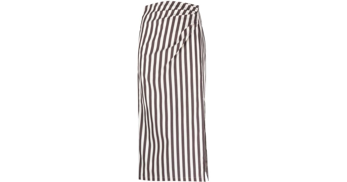 Erika Cavallini Semi Couture Gathered-detail Striped Midi Skirt in ...