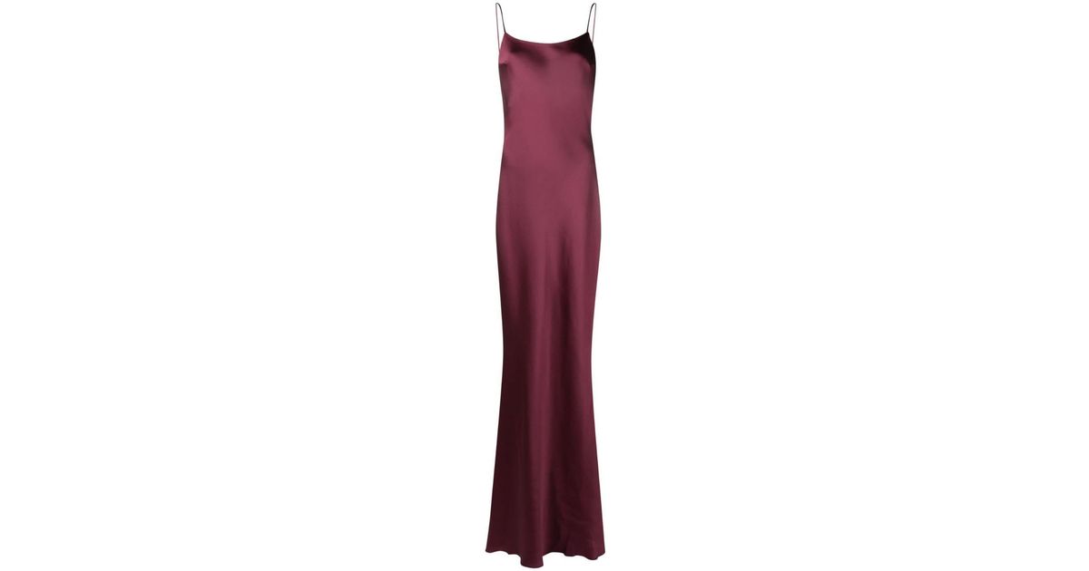 The Andamane Ninfea Backless Satin Maxi Dress in Purple | Lyst